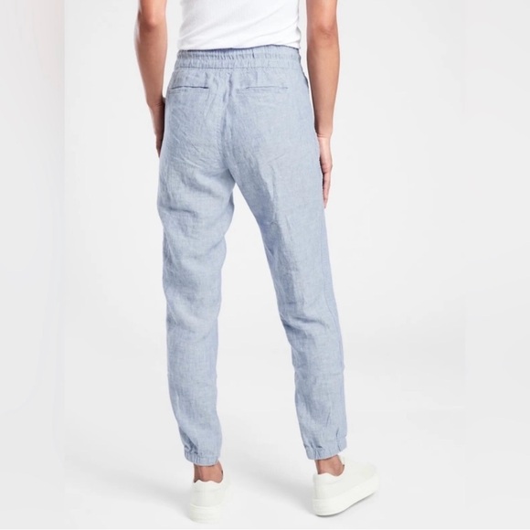 Athleta Cabo Linen Light Blue Drawstring Joggers, 12 - Picture 3 of 16